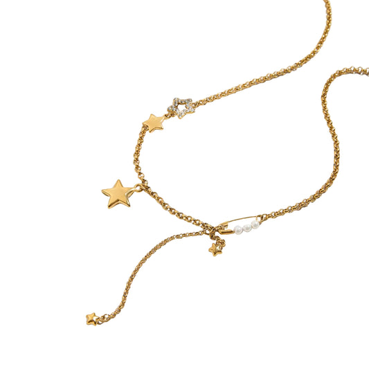 ZERAPHINE DIAMOND PEARL GOLD NECKLACE