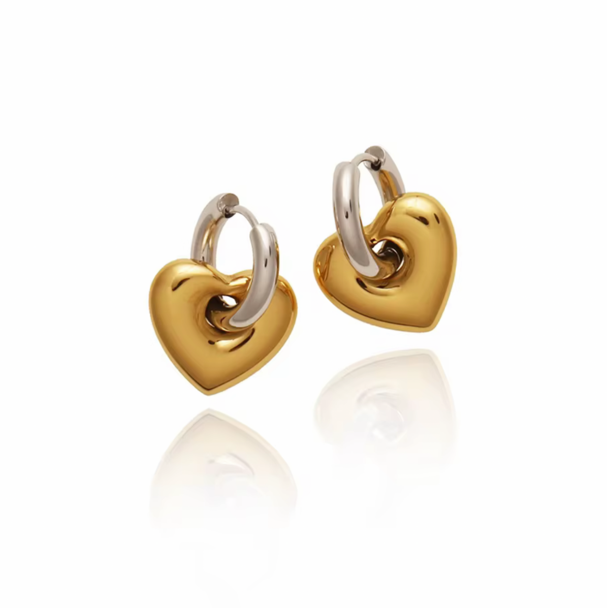 DOROTHEA TWO TONE HEART EARRINGS